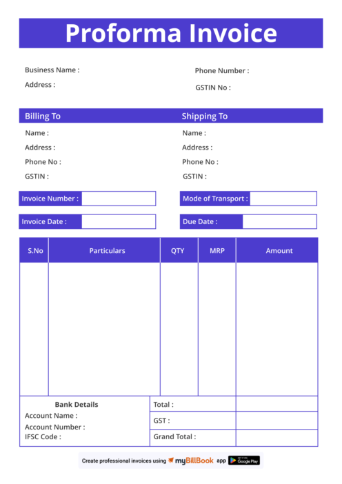 sample proforma invoice