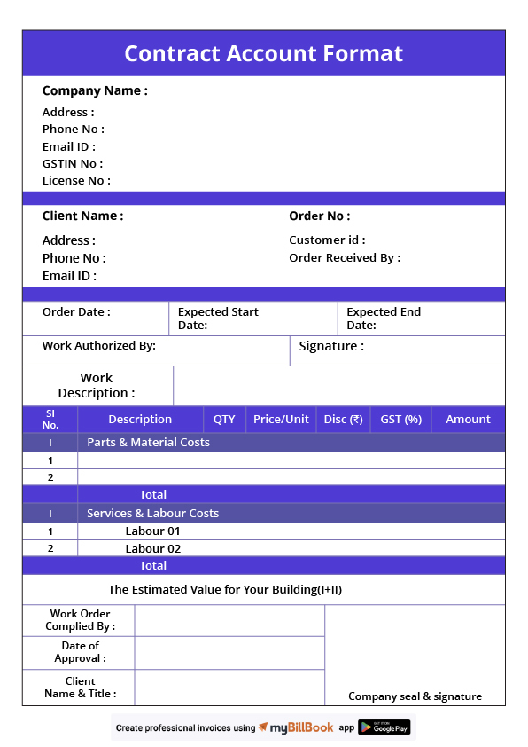 Contract Account Format