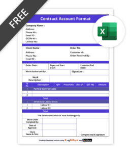 Contract Account Format in excel