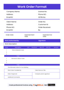 work order format in word